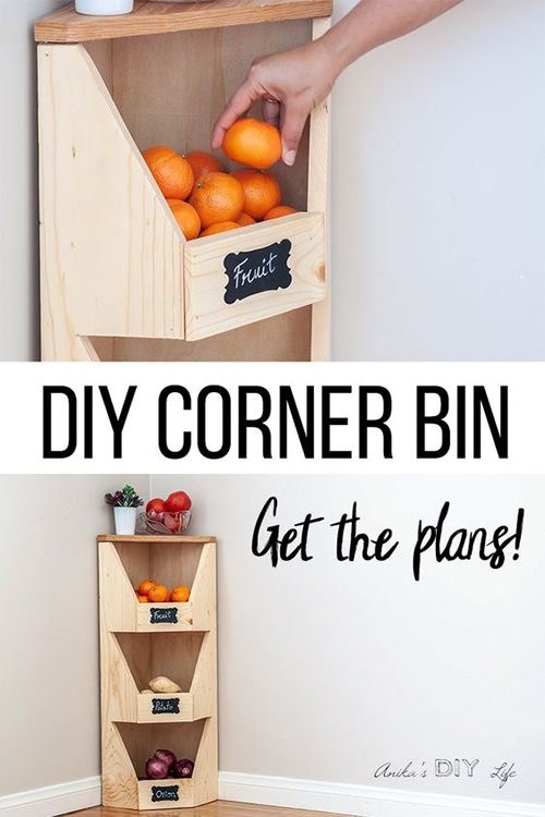 DIY Corner Vegetable Storage Bin